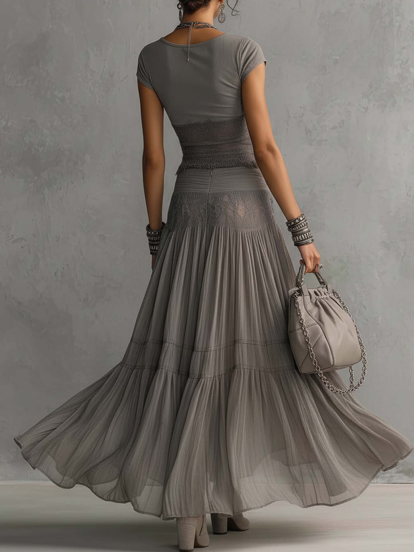 Caroline | Pleated Maxi Skirt Set