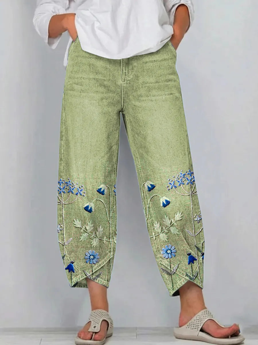 Jonah | Embroidered Barrel-Leg Pants