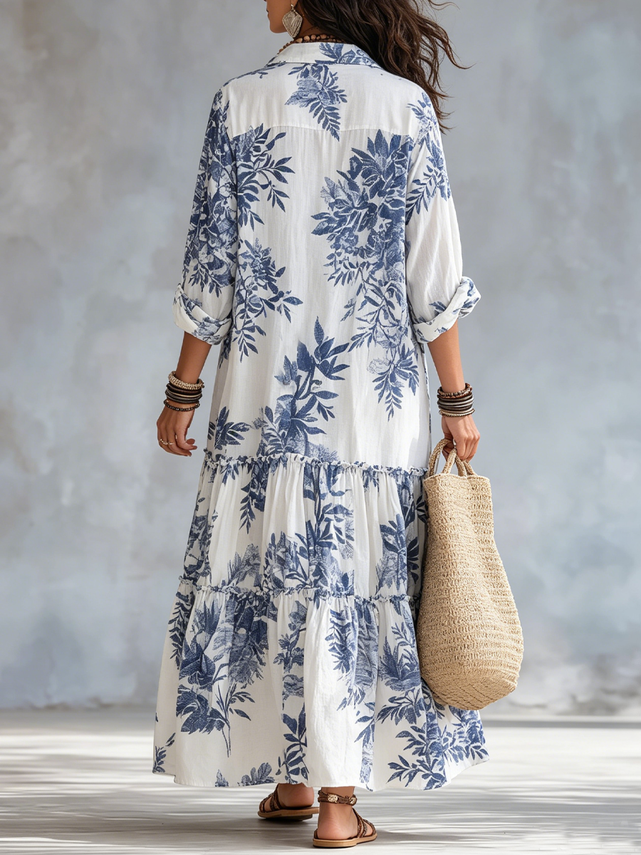 Eliza | Botanical Button-Front Maxi Dress