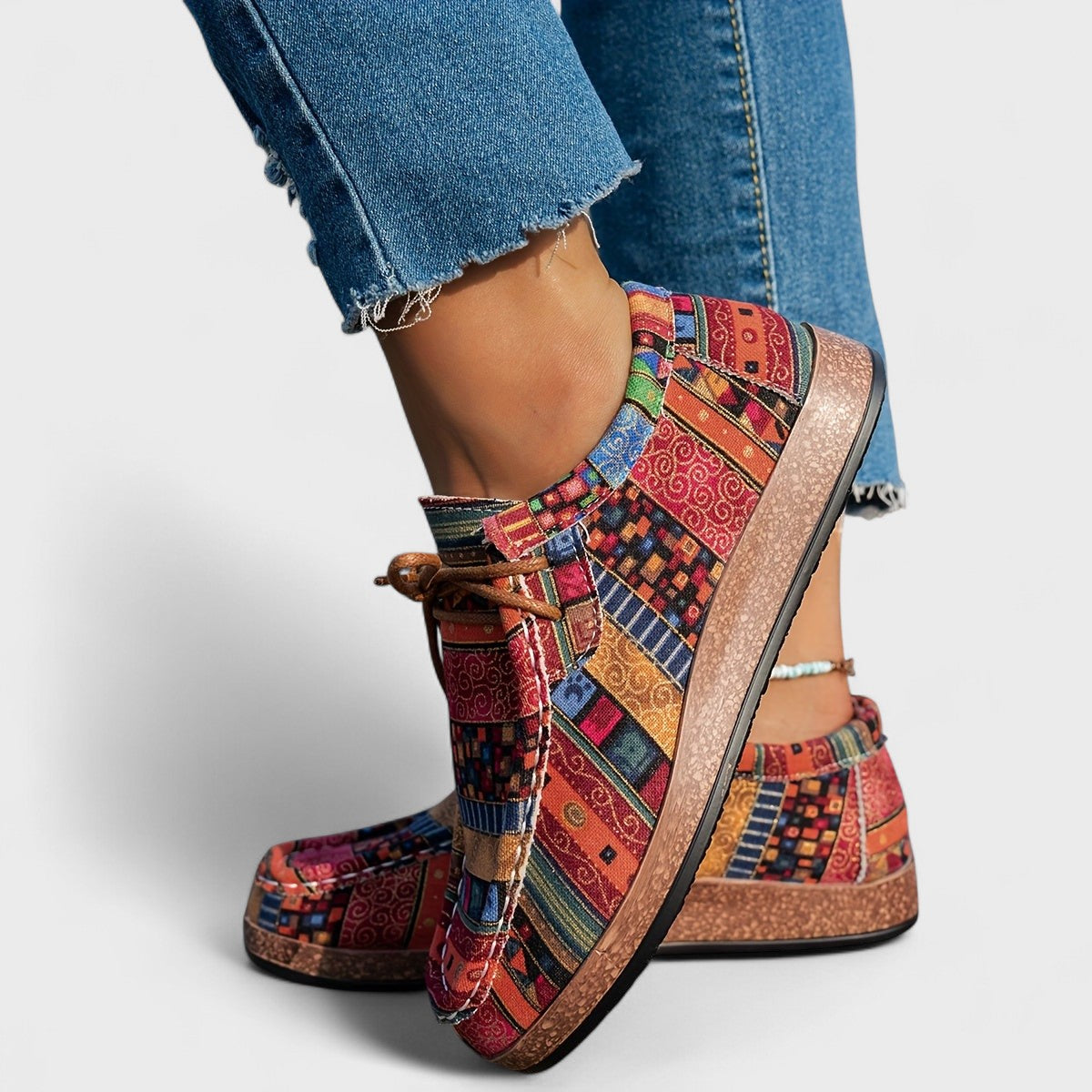 Kianna | Patterned Lace-Up Sneakers