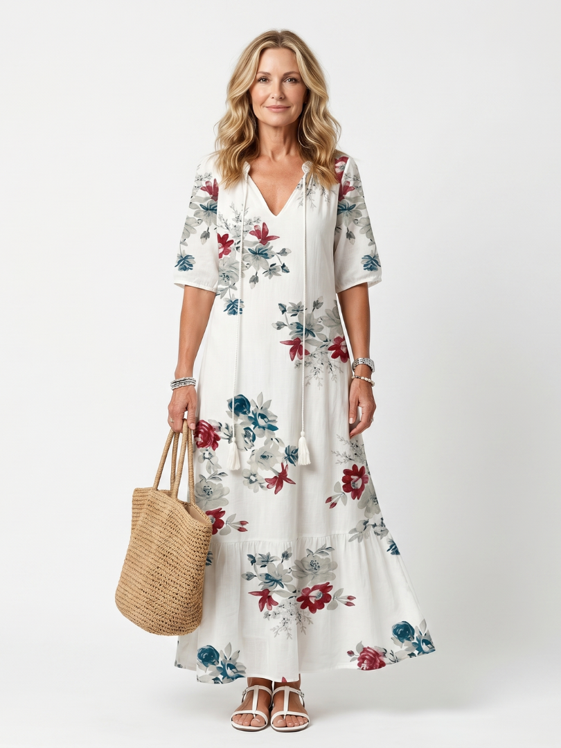 Cheska | Floral Tassel Midi Dress