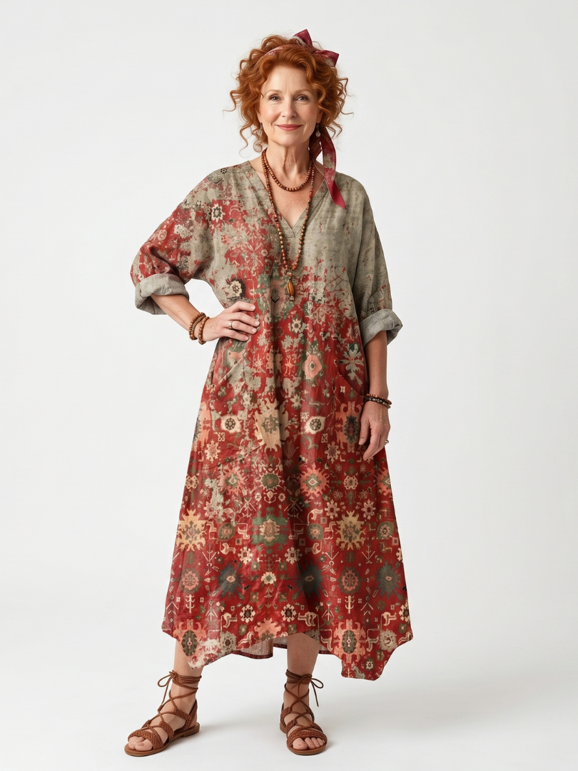 Crystal | Relaxed Printed Midi Dress
