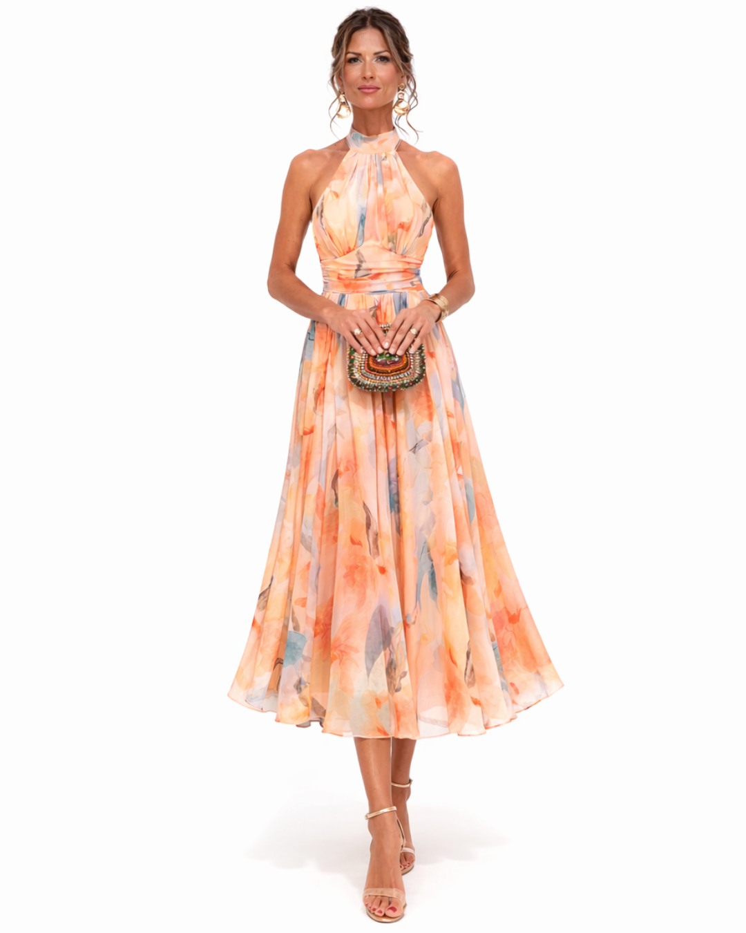 Adriana - Graceful Halter Midi Dress