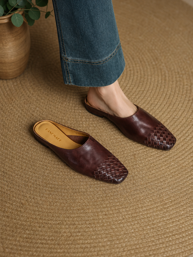 Kierra | Woven Leather Slip-On Mules