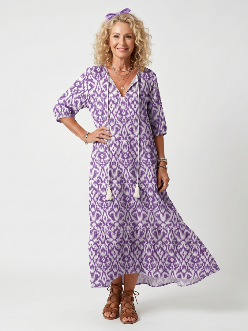 Jesse | Printed Tassel Midi Dress