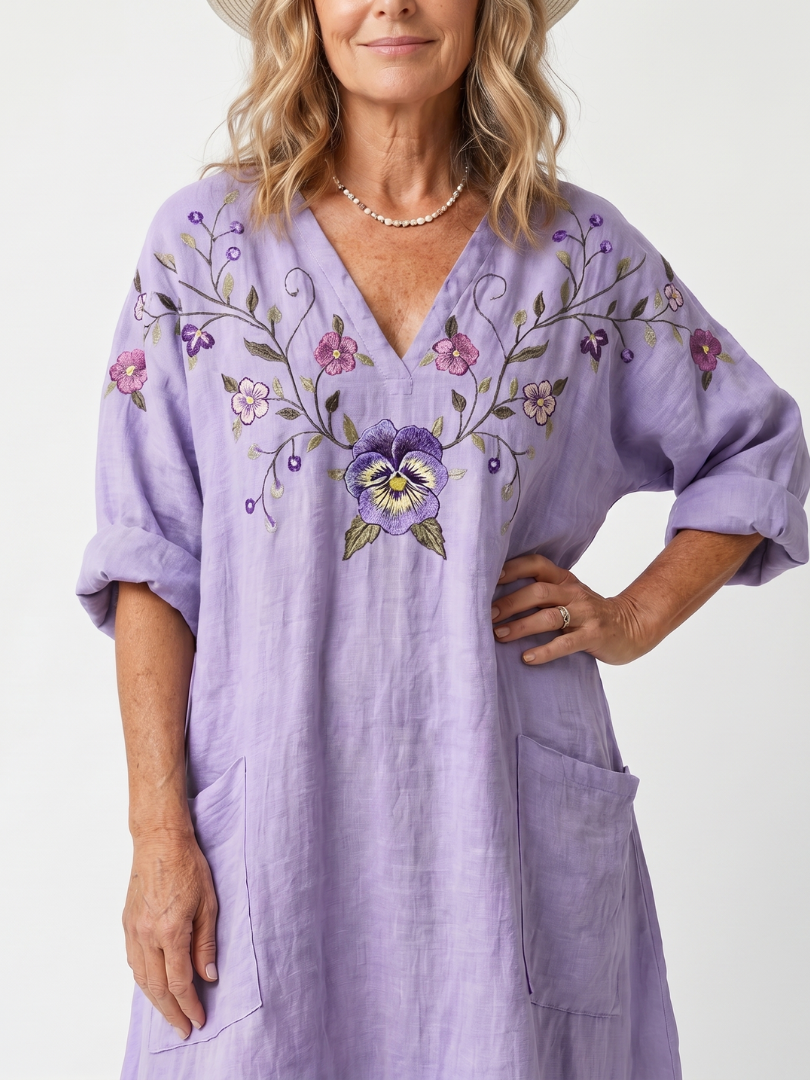 Ericka | Embroidered Relaxed Midi Dress