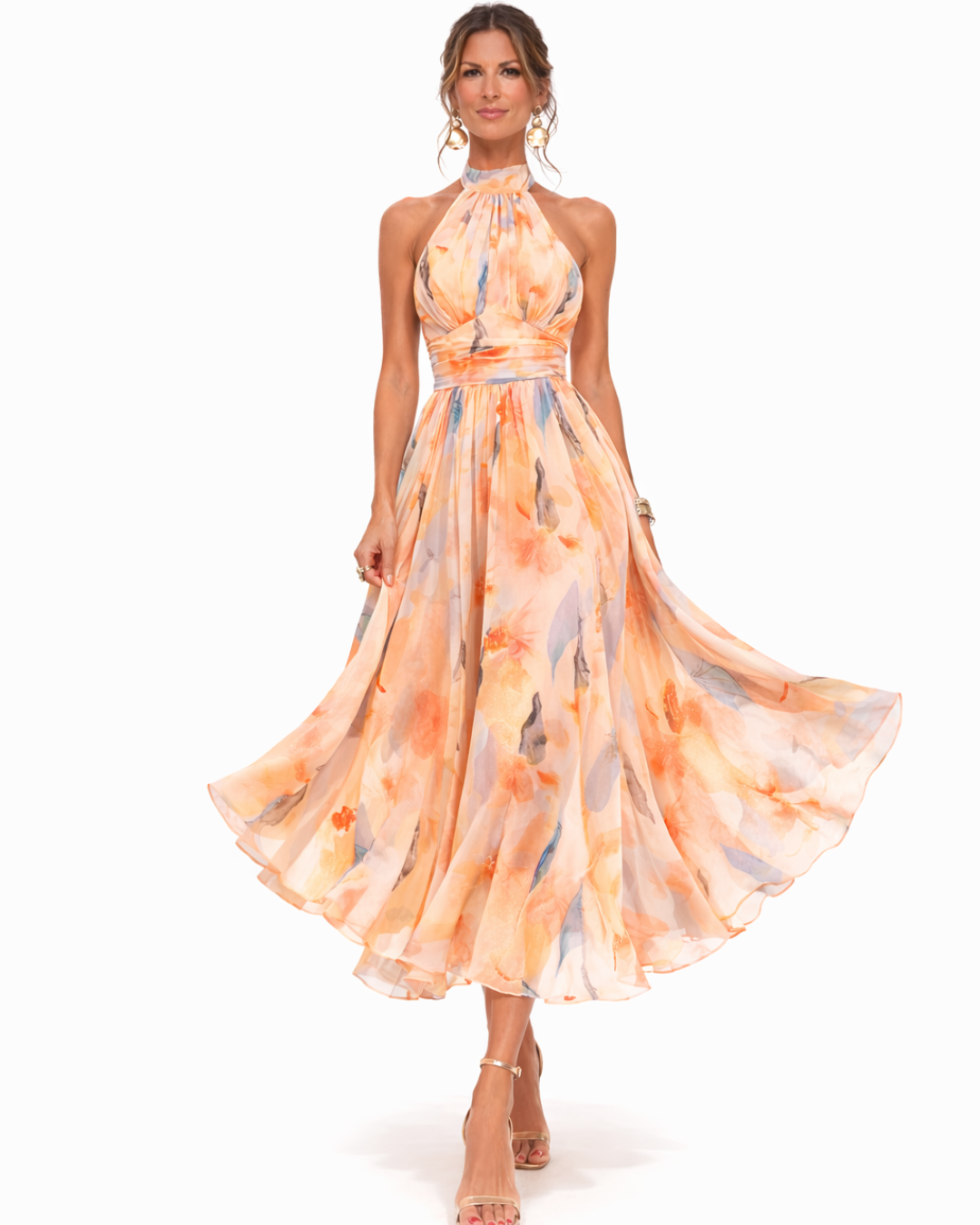 Adriana - Graceful Halter Midi Dress