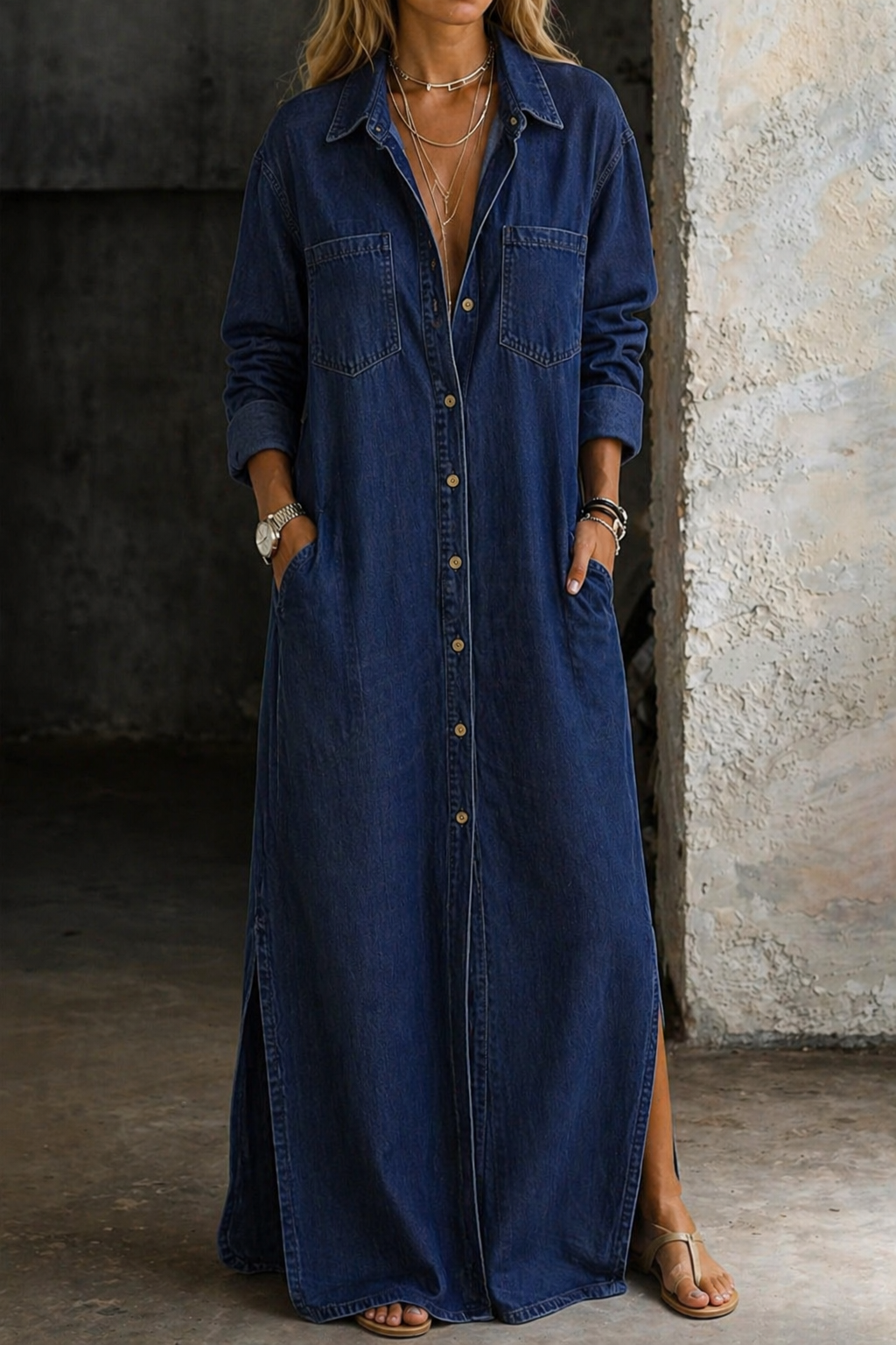 Isa | Button-Front Maxi Dress