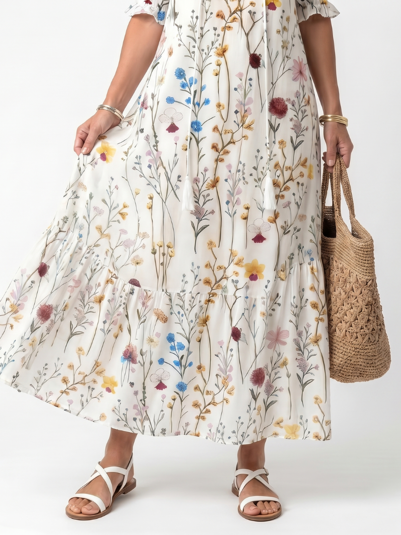 Celine | Botanical Print Midi Dress