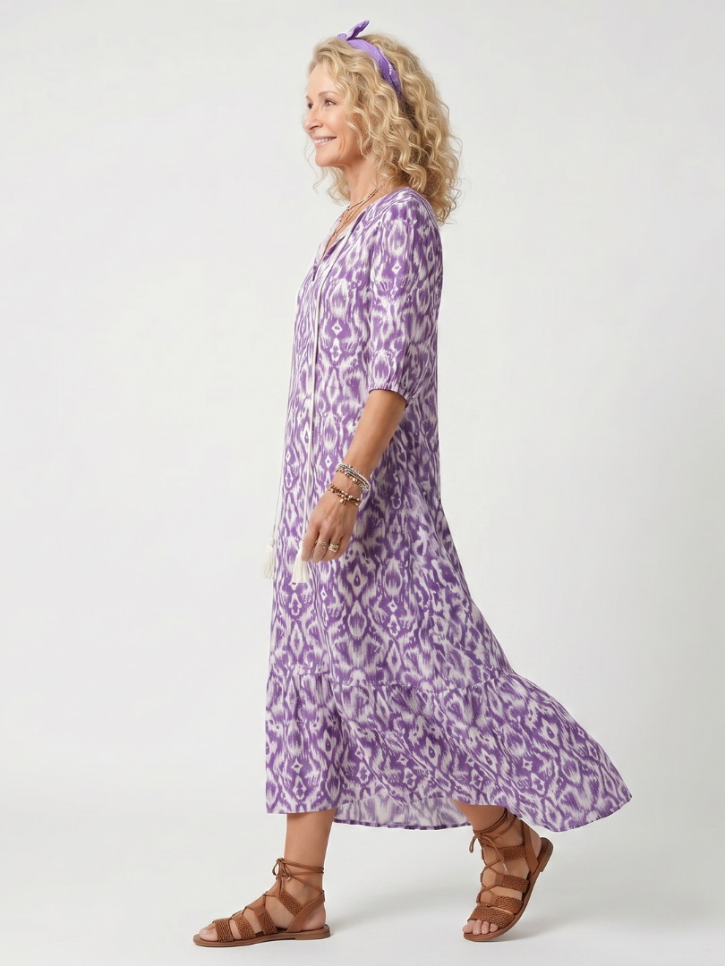 Jesse | Printed Tassel Midi Dress