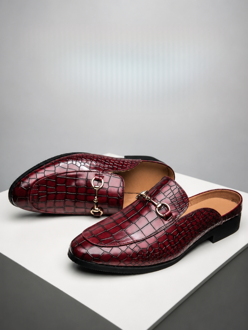 Kaye | Croc-Embossed Mule Loafers