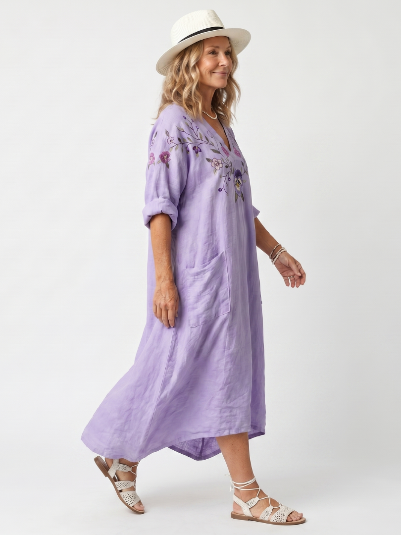 Ericka | Embroidered Relaxed Midi Dress