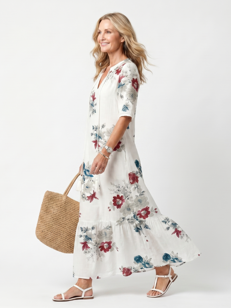 Cheska | Floral Tassel Midi Dress