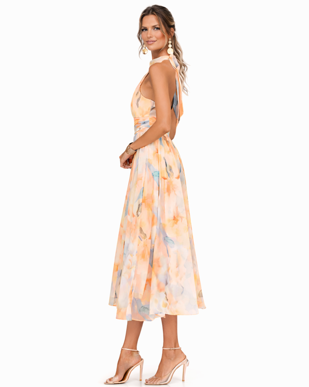 Adriana - Graceful Halter Midi Dress