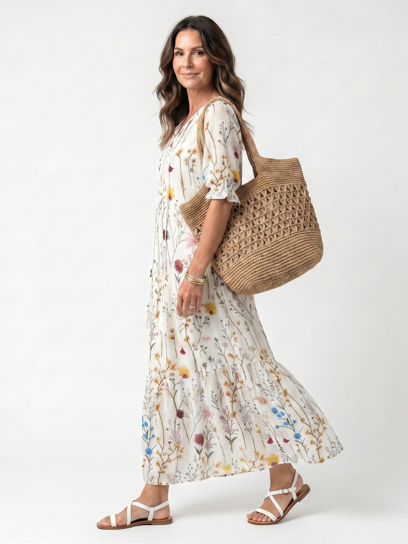 Celine | Botanical Print Midi Dress