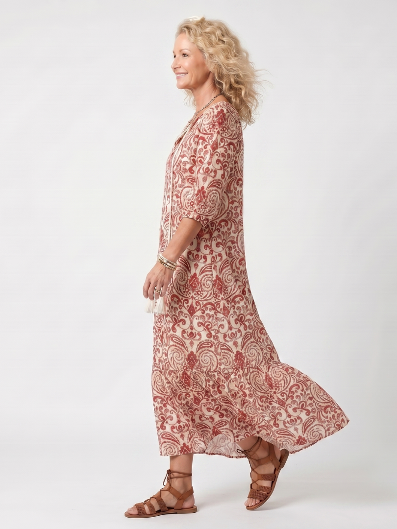 Cleo | Printed Tassel Midi Dress