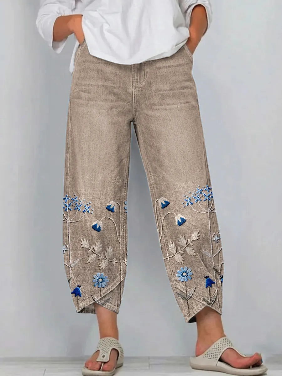 Jonah | Embroidered Barrel-Leg Pants