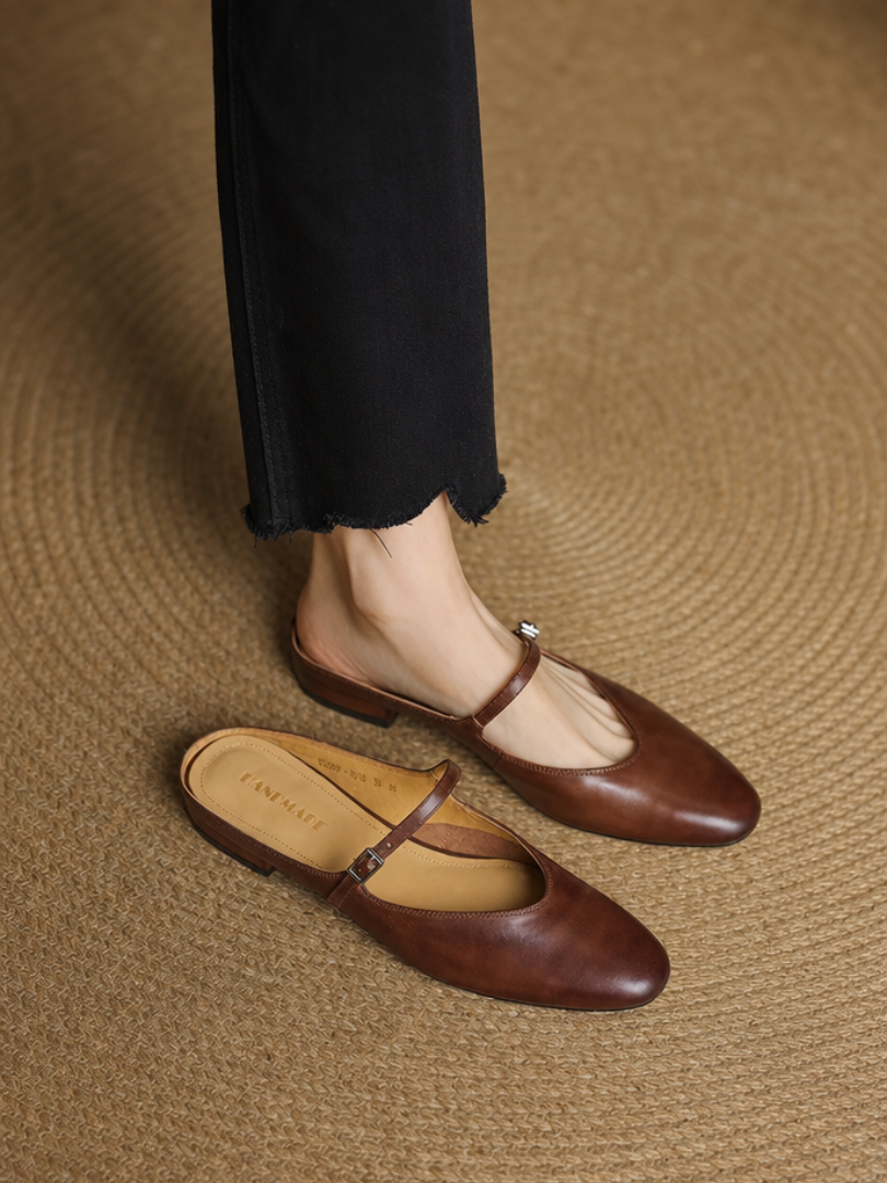 Maryela | Leather Mary Jane Mules