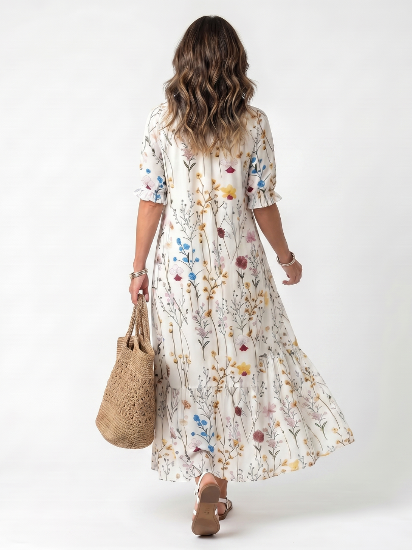 Celine | Botanical Print Midi Dress