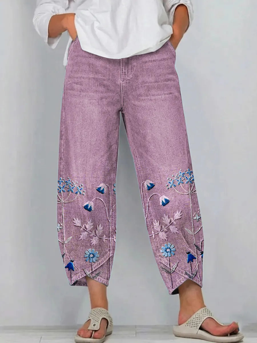 Jonah | Embroidered Barrel-Leg Pants