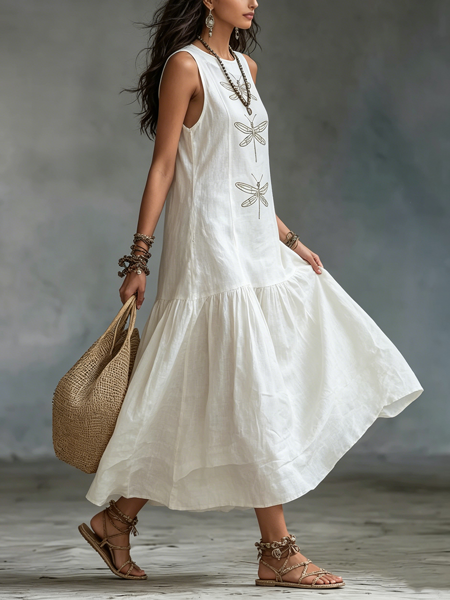 Avery | Embroidered Sleeveless Maxi Dress