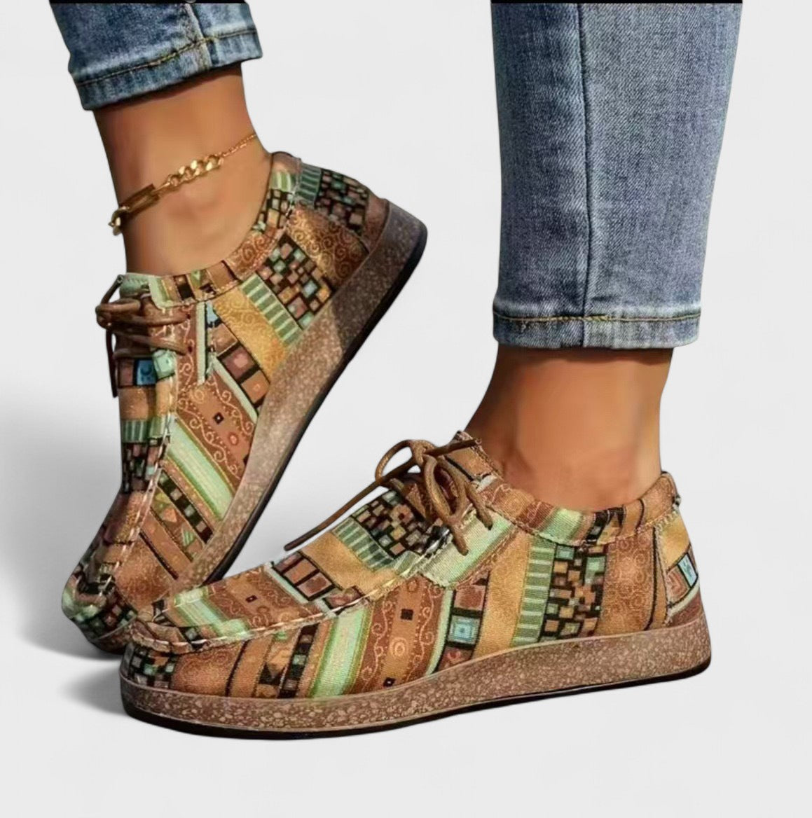 Kianna | Patterned Lace-Up Sneakers