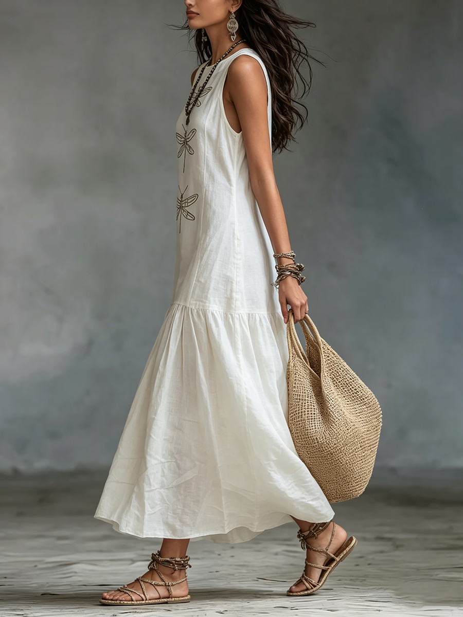 Avery | Embroidered Sleeveless Maxi Dress