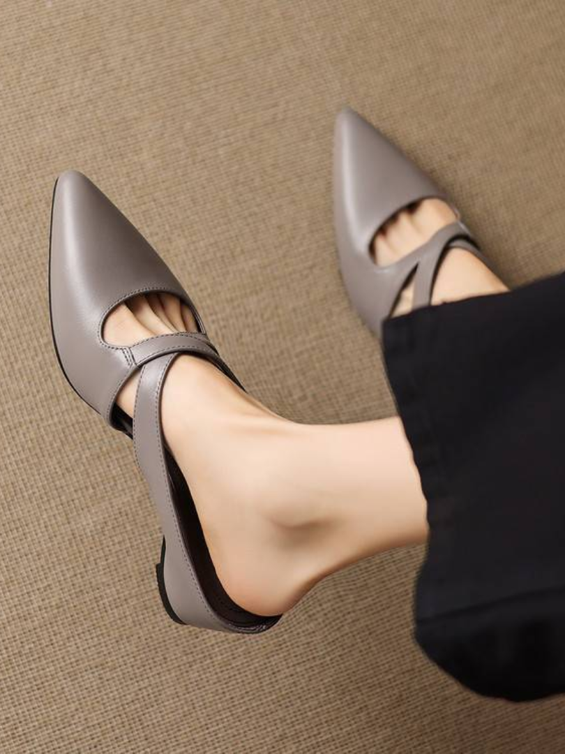 Chynna | Cross Strap Pointed-Toe Mule Heels