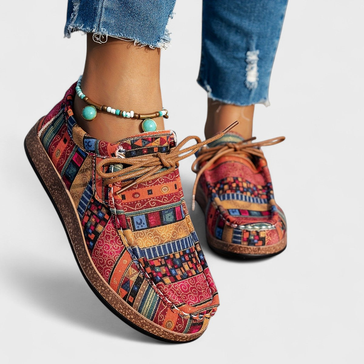Kianna | Patterned Lace-Up Sneakers
