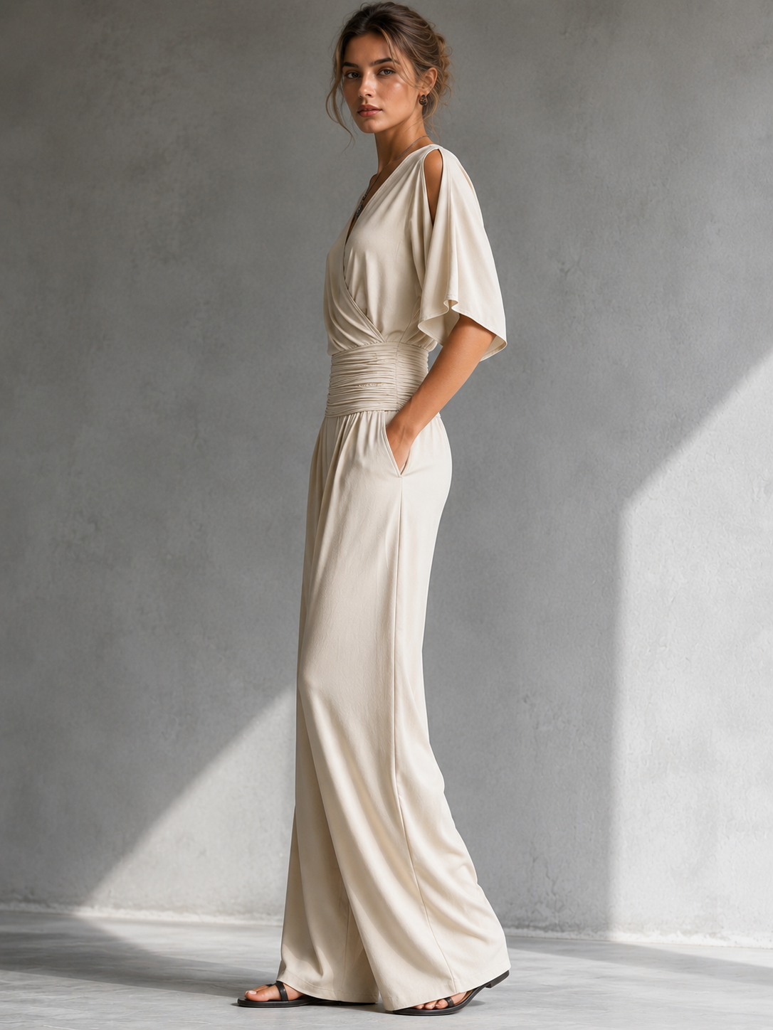 Angel | Wrap-Front Wide-Leg Jumpsuit