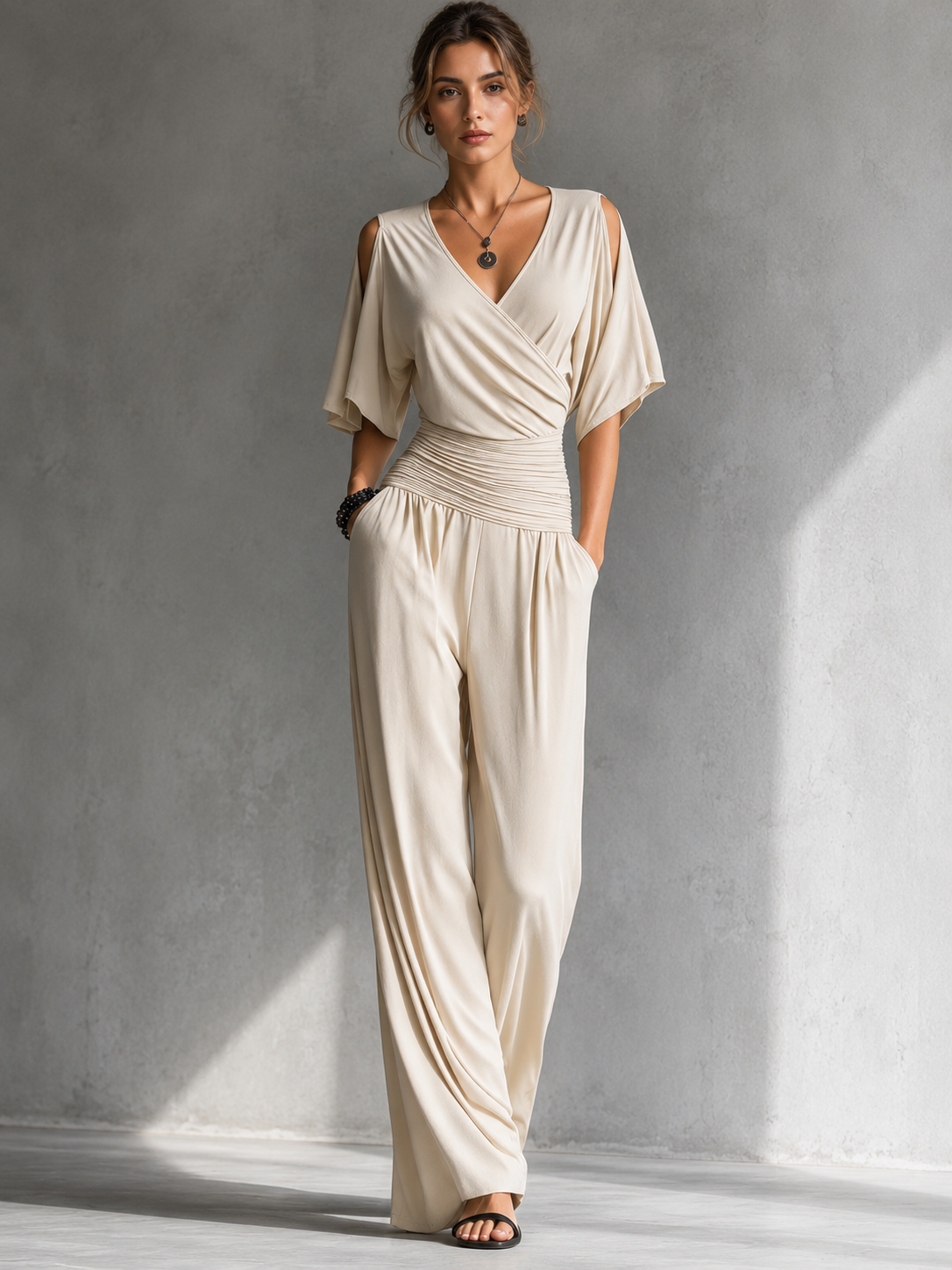 Angel | Wrap-Front Wide-Leg Jumpsuit