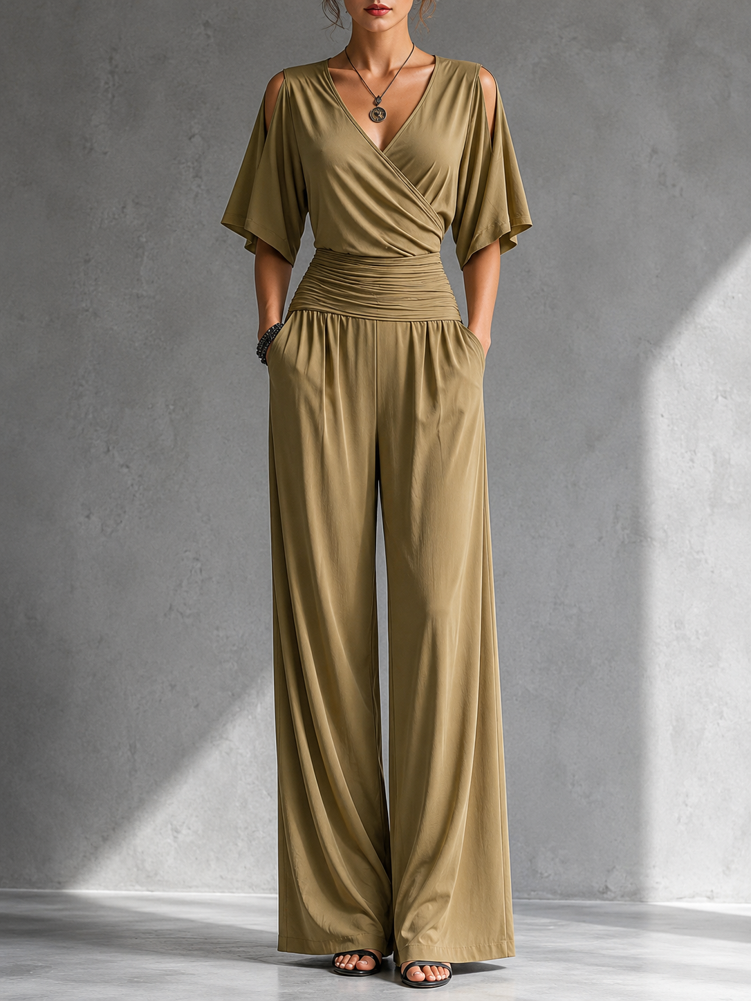 Angel | Wrap-Front Wide-Leg Jumpsuit