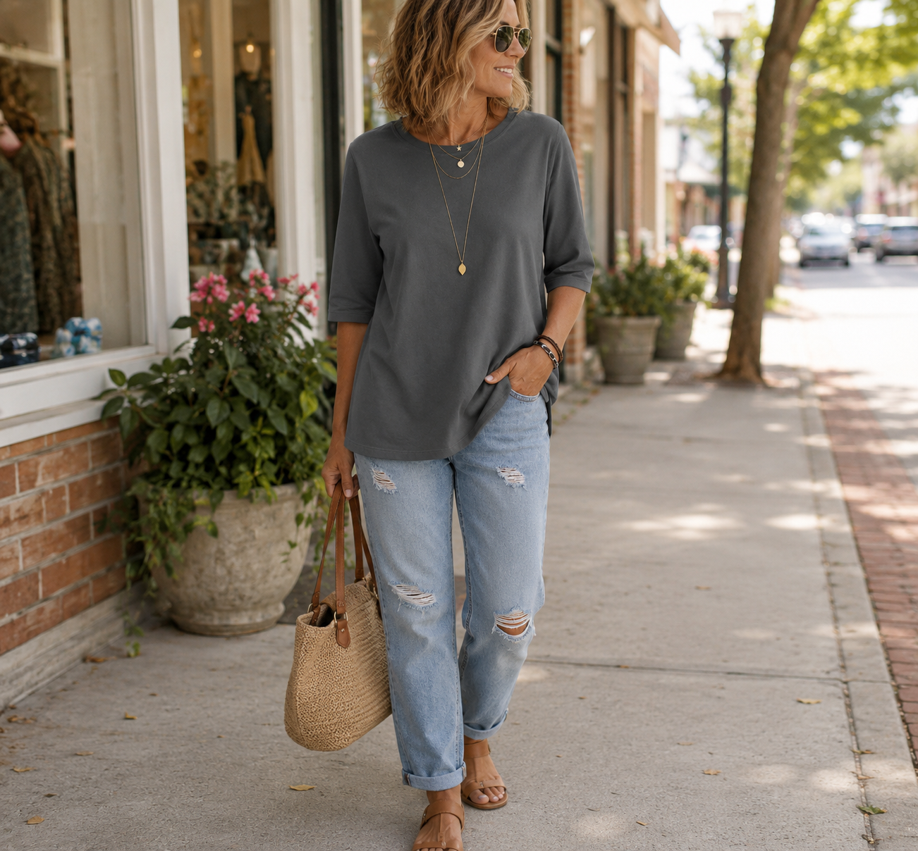 Livia | Relaxed Half-Sleeve Tee