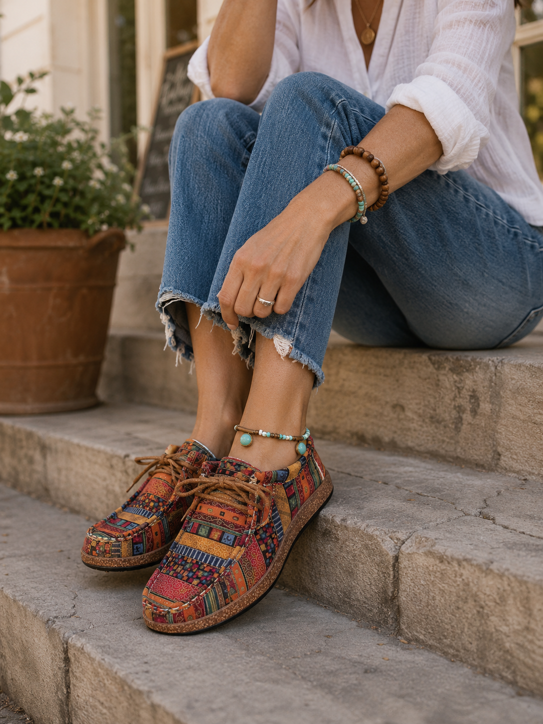Kianna | Patterned Lace-Up Sneakers