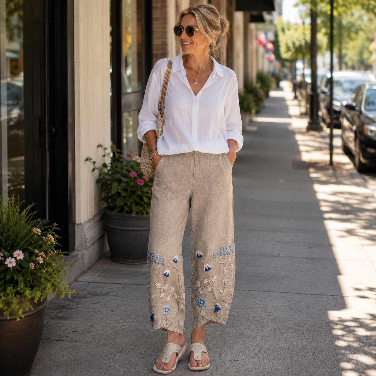 Jonah | Embroidered Barrel-Leg Pants