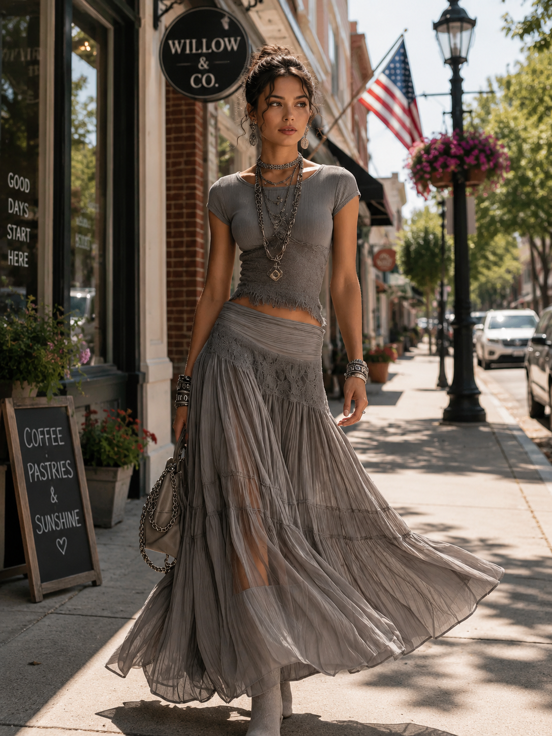 Caroline | Pleated Maxi Skirt Set