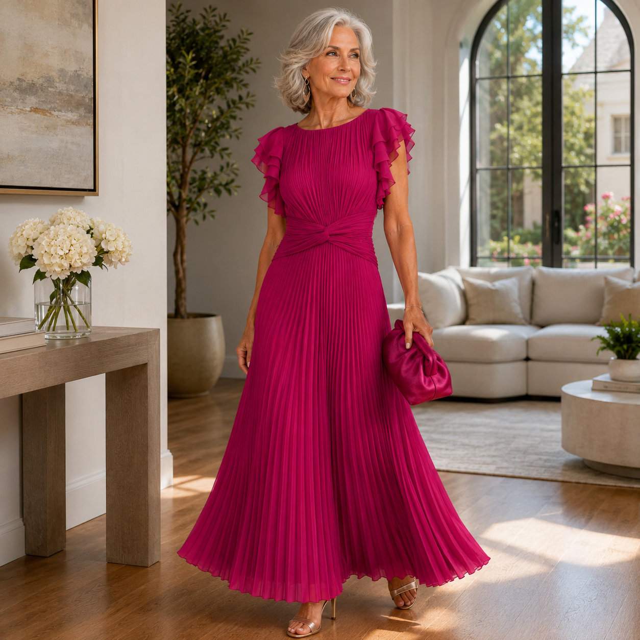 Olive | Pleated Maxi Dress