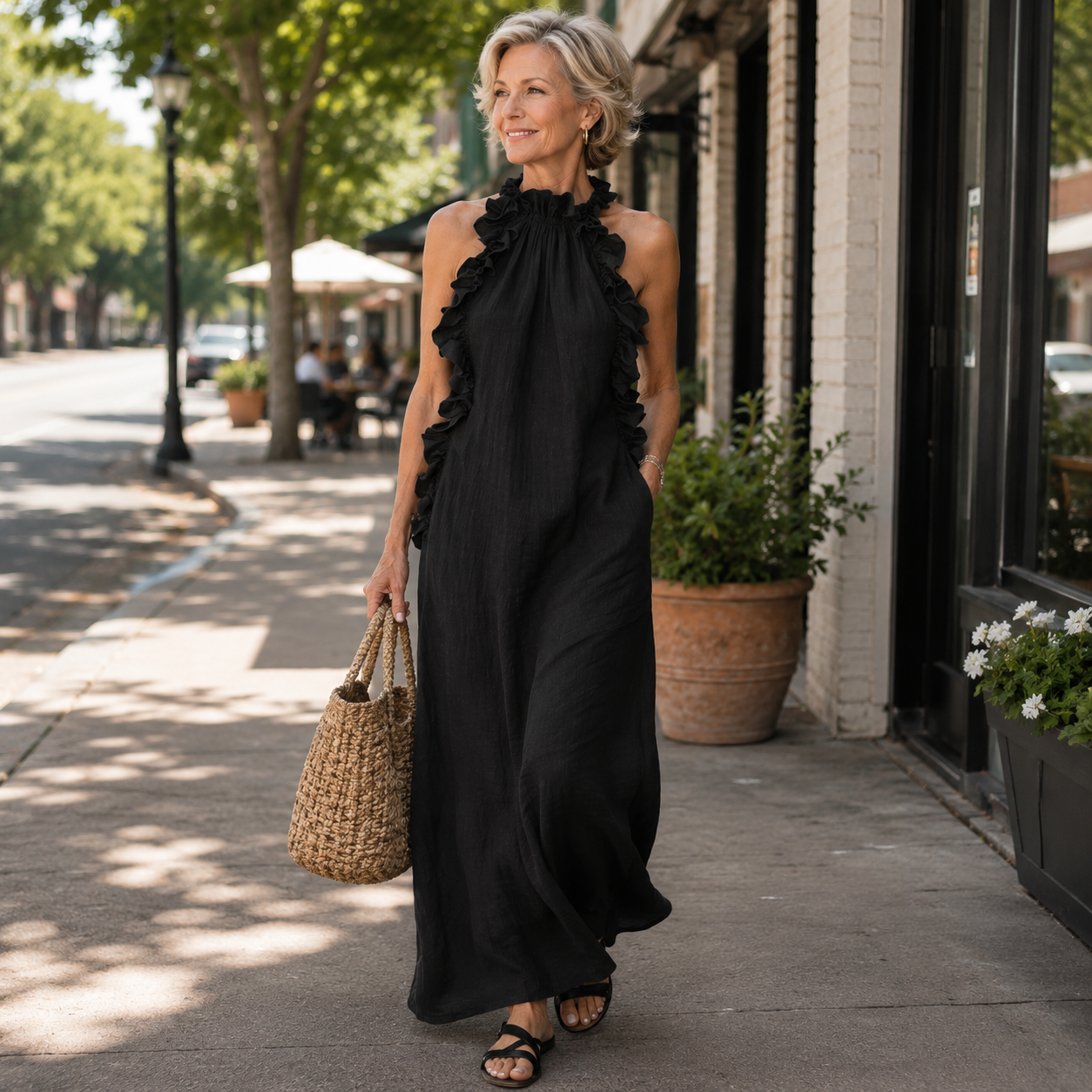 Barbara | Ruffled Halter Maxi Dress