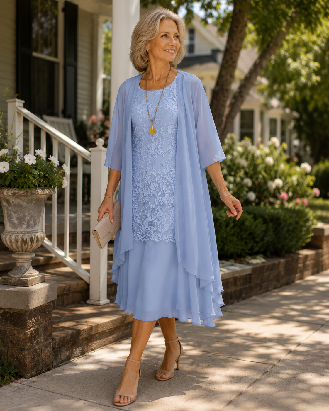 Irah | Layered Embroidered Midi Dress
