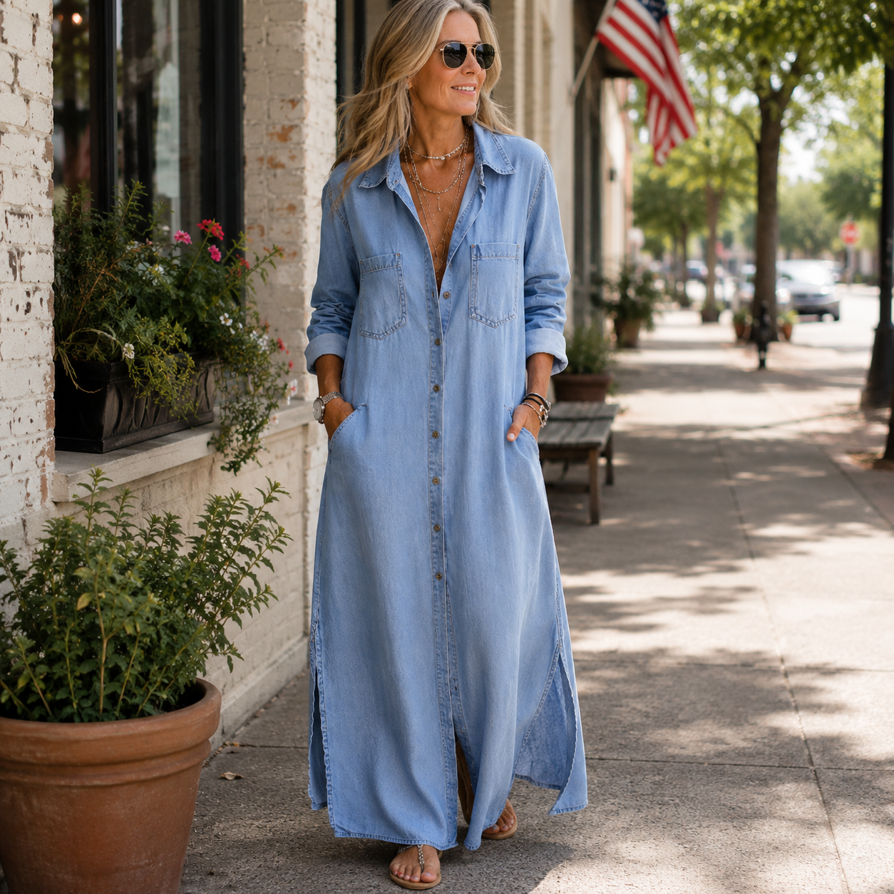 Isa | Button-Front Maxi Dress