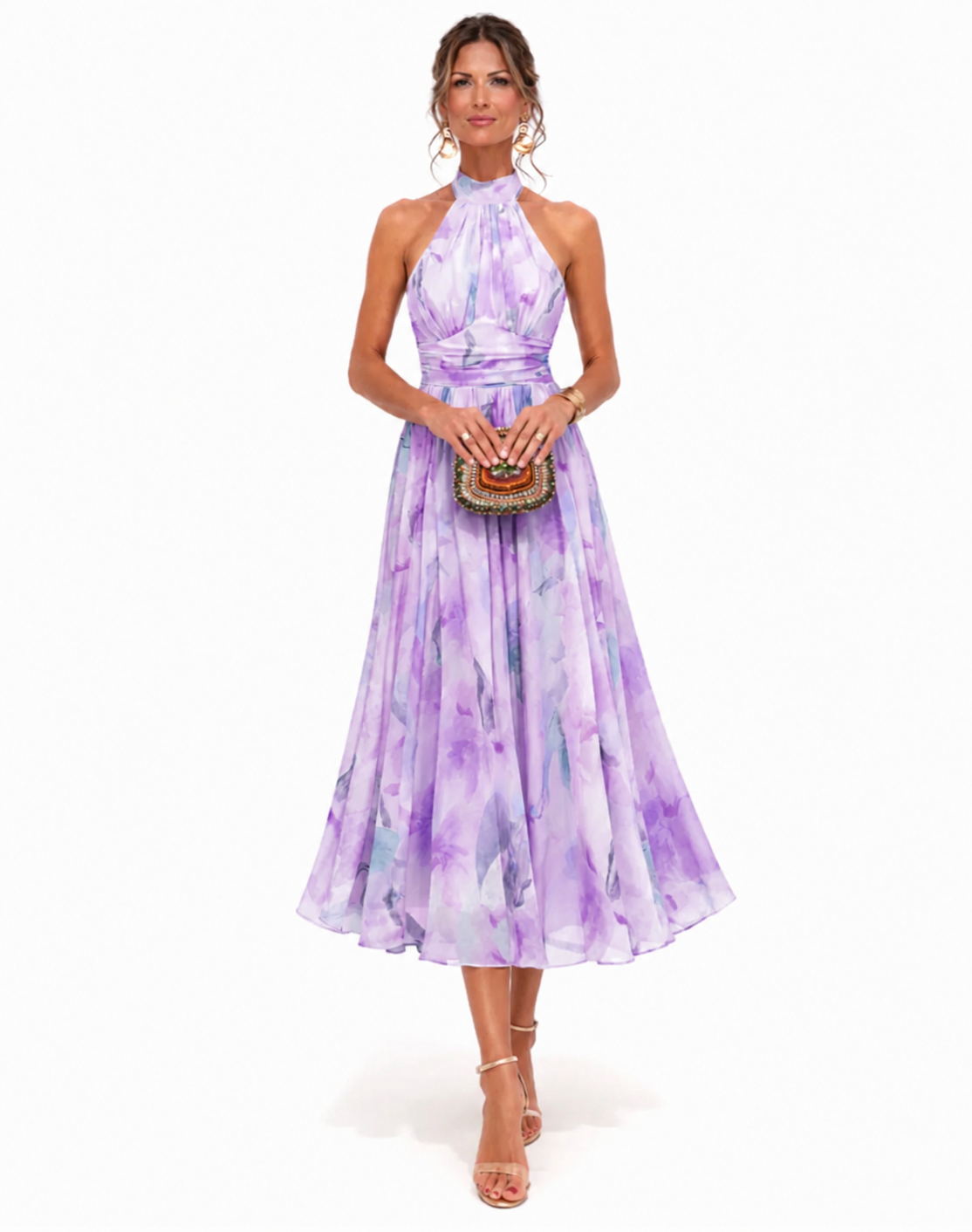 Adriana - Graceful Halter Midi Dress