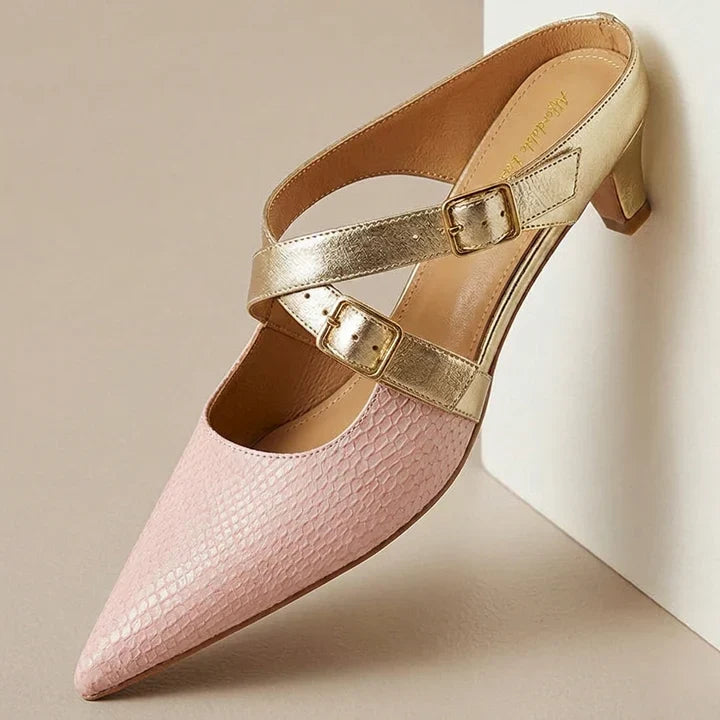 Patricia | Elegant Cross-Strap Mule Heels