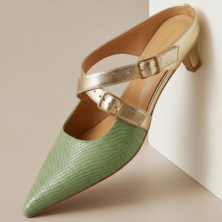 Patricia | Elegant Cross-Strap Mule Heels