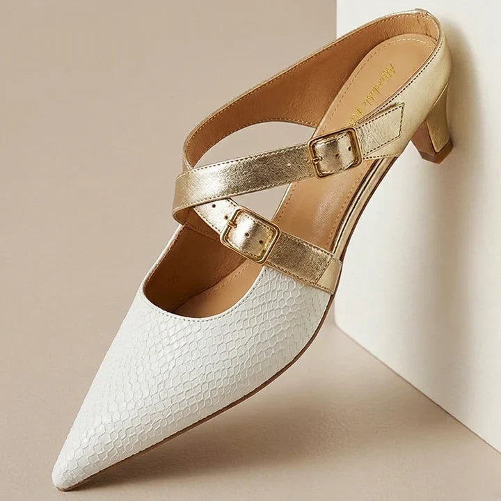 Patricia | Elegant Cross-Strap Mule Heels