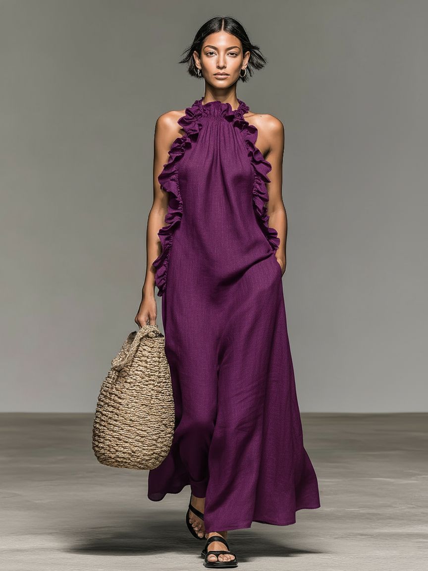 Barbara | Ruffled Halter Maxi Dress