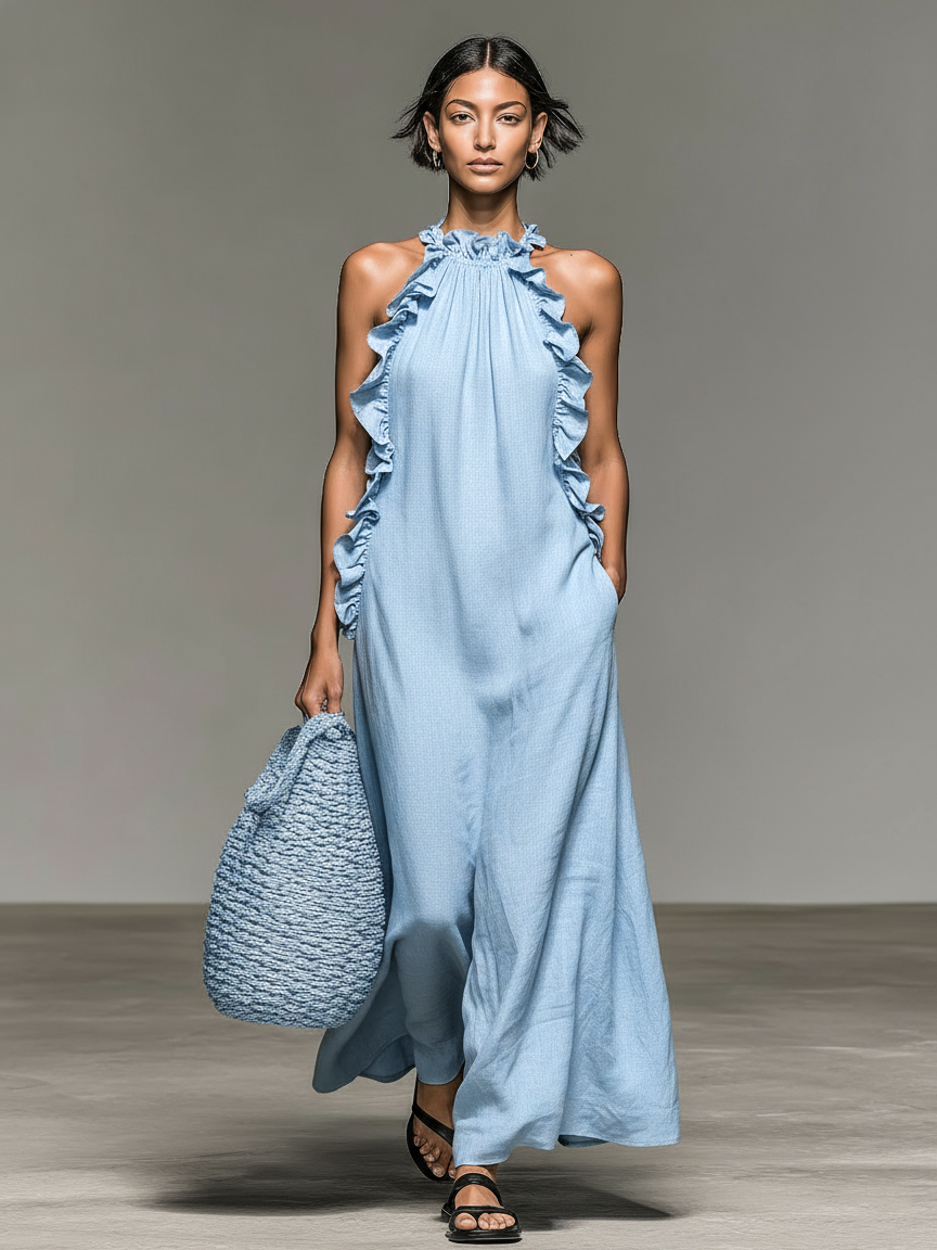 Barbara | Ruffled Halter Maxi Dress