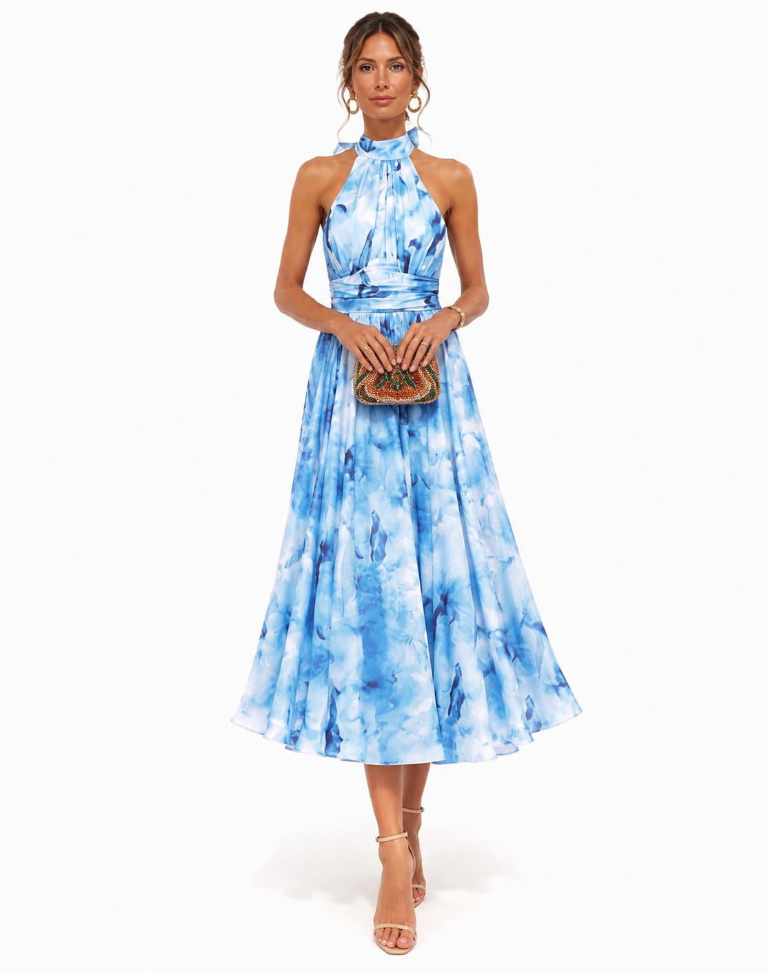 Adriana - Graceful Halter Midi Dress