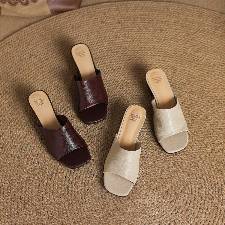 Cali | Open-Toe Block Heel Mules
