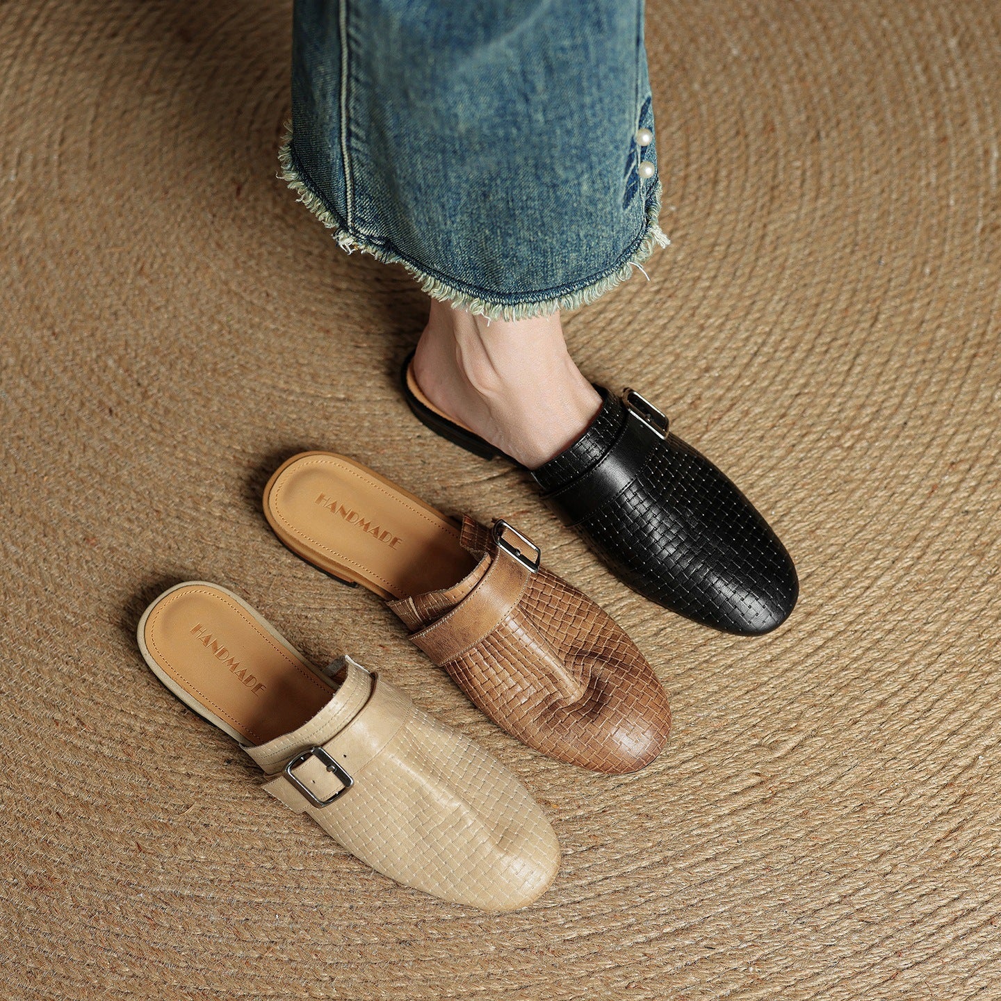 Amelie | Buckle Strap Flat Mules