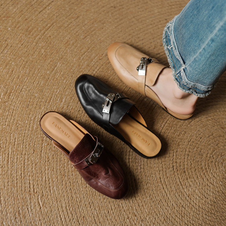 Ezra | Classic Lock Accent Mule Loafers